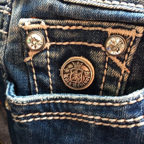 Rock Revival Womens Celine Capri Jeans Sz 28 Factory Distressed Flap Pockets - Picture 8 of 9